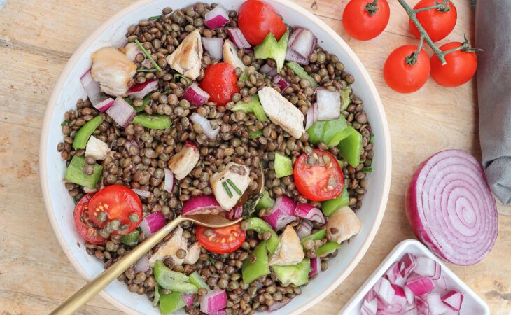 Salade de Lentilles vertes, Poulet Fermier des Landes IGP Label Rouge et Tomates cerises Label Rouge